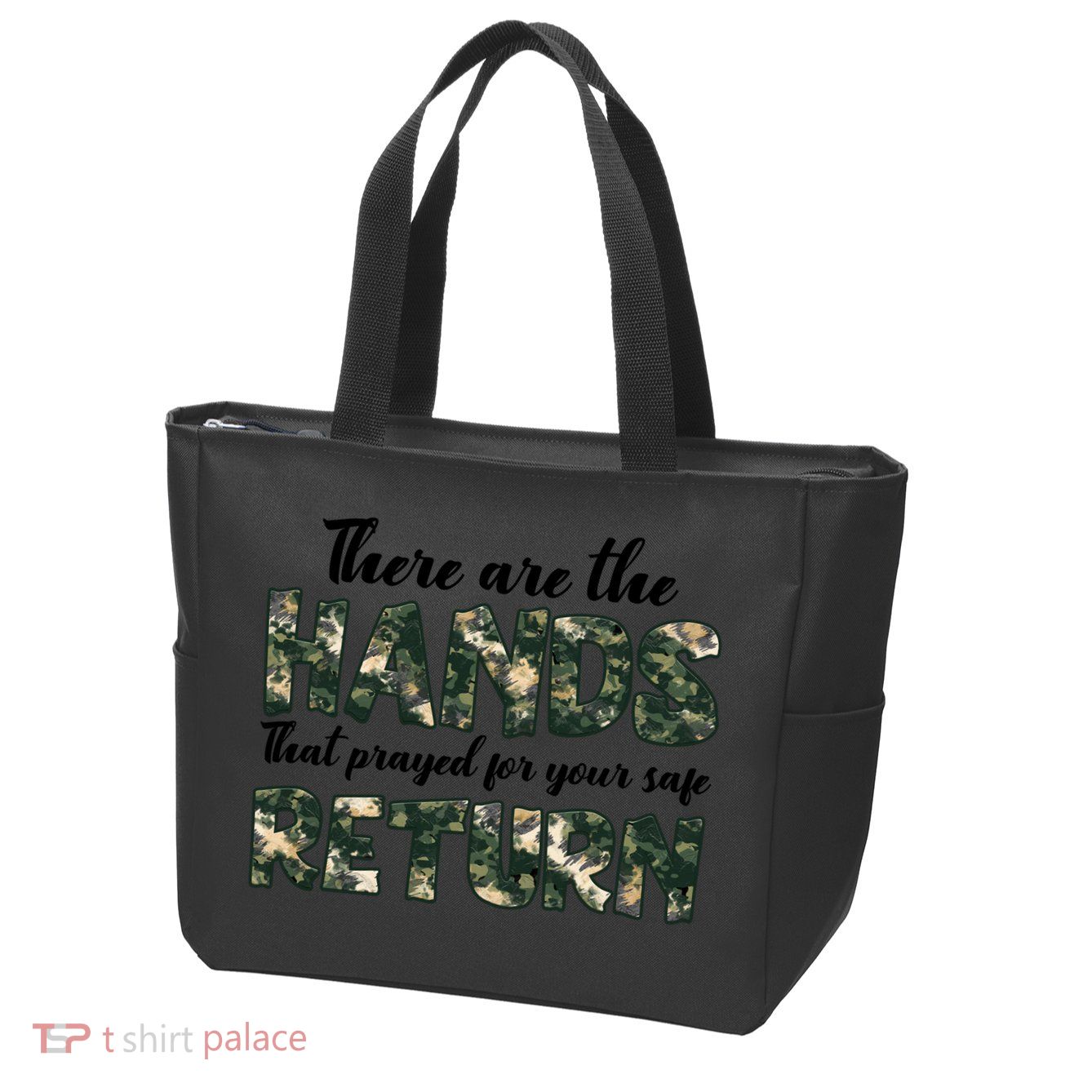 Father's Day There Are The Hands That Prayed Veteran Camo Zip Tote Bag