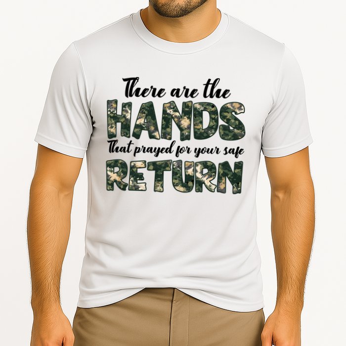 Father's Day There Are The Hands That Prayed Veteran Camo Performance Shirt