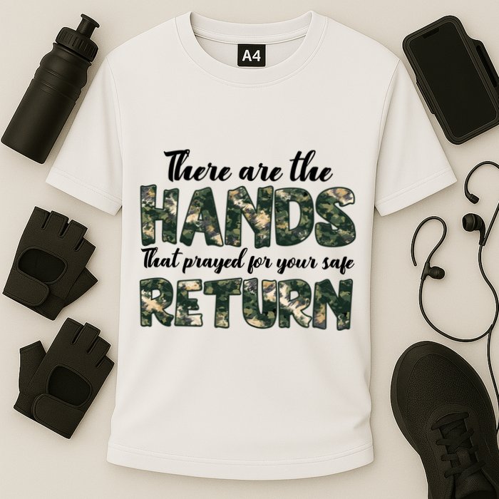 Father's Day There Are The Hands That Prayed Veteran Camo Performance Shirt