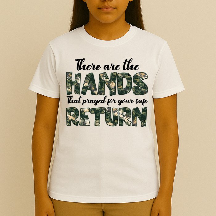 Father's Day There Are The Hands That Prayed Veteran Camo T-Shirt