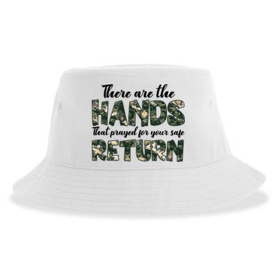 Father's Day There Are The Hands That Prayed Veteran Camo Sustainable Bucket Hat