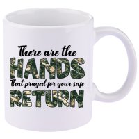 Father's Day There Are The Hands That Prayed Veteran Camo 11oz C Handle Ceramic Mug