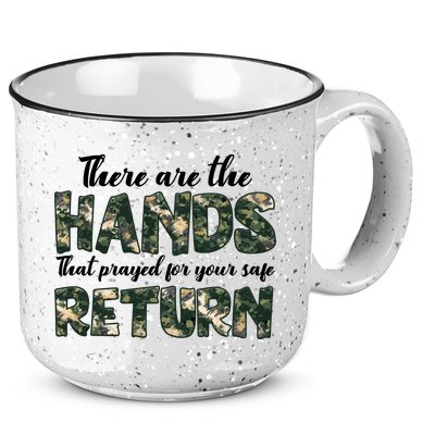 Father's Day There Are The Hands That Prayed Veteran Camo 15oz Campfire Ceramic Mug