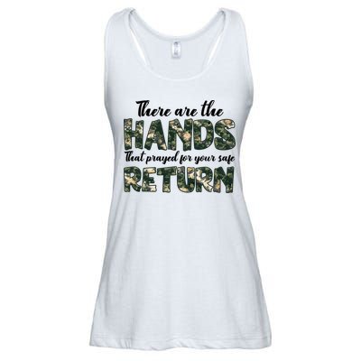 Father's Day There Are The Hands That Prayed Veteran Camo Ladies Essential Flowy Tank