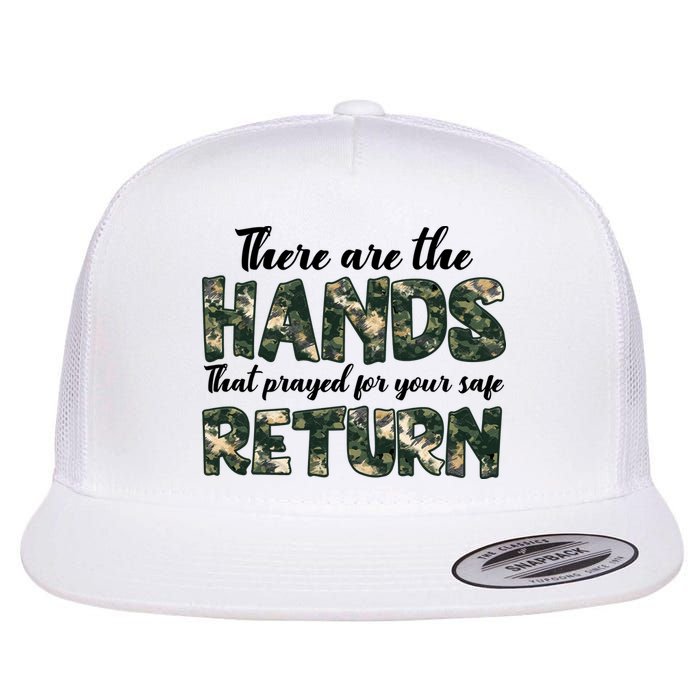 Father's Day There Are The Hands That Prayed Veteran Camo Flat Bill Trucker Hat