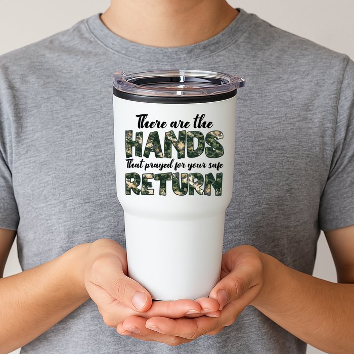 Father's Day There Are The Hands That Prayed Veteran Camo Tumbler