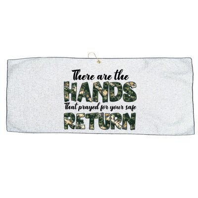 Father's Day There Are The Hands That Prayed Veteran Camo Large Microfiber Waffle Golf Towel