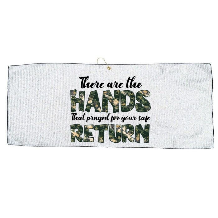 Father's Day There Are The Hands That Prayed Veteran Camo Large Microfiber Waffle Golf Towel