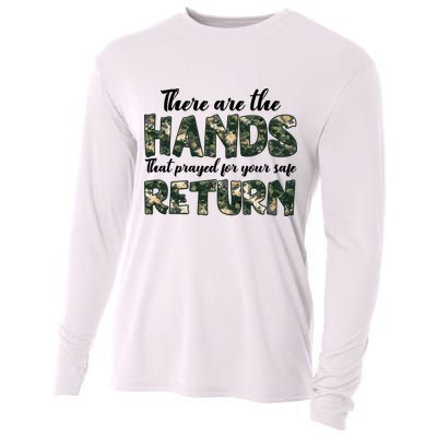 Father's Day There Are The Hands That Prayed Veteran Camo Cooling Performance Long Sleeve Crew