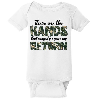 Father's Day There Are The Hands That Prayed Veteran Camo Baby Bodysuit