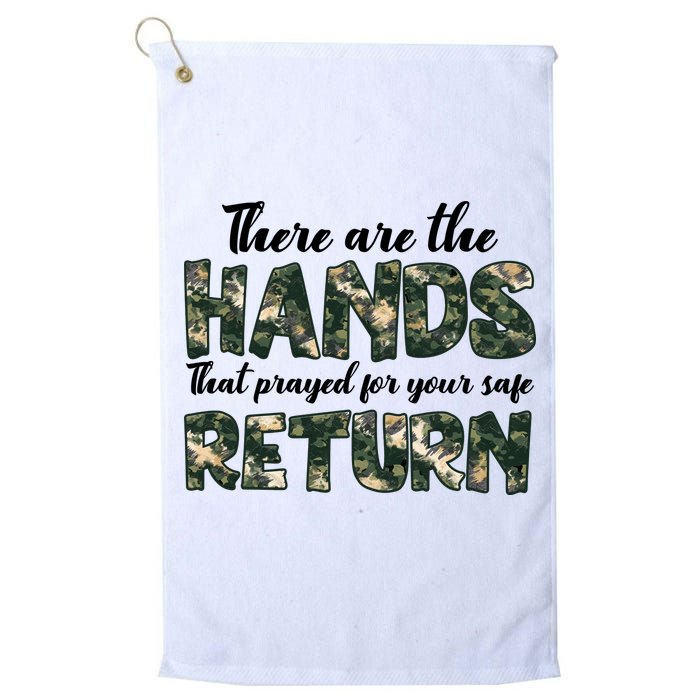 Father's Day There Are The Hands That Prayed Veteran Camo Golf Towel