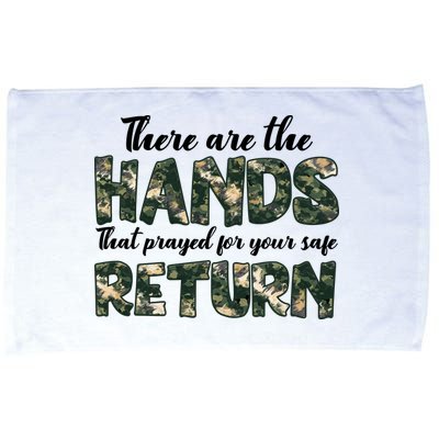 Father's Day There Are The Hands That Prayed Veteran Camo Microfiber Hand Towel