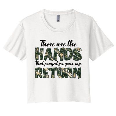 Father's Day There Are The Hands That Prayed Veteran Camo Crop Top