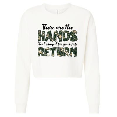 Father's Day There Are The Hands That Prayed Veteran Camo Cropped Pullover Crew