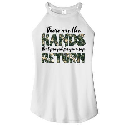 Father's Day There Are The Hands That Prayed Veteran Camo Women's Perfect Tri Rocker Tank