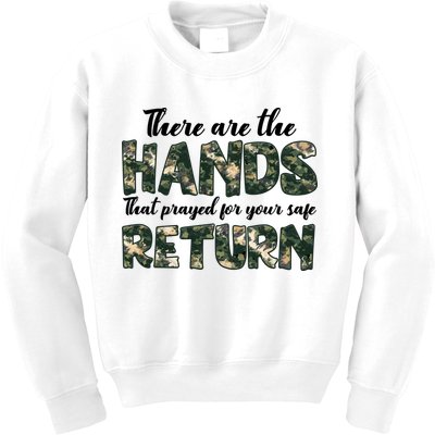 Father's Day There Are The Hands That Prayed Veteran Camo Kids Sweatshirt