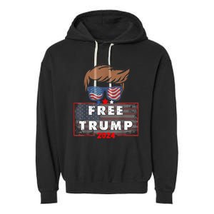 Free Donald Trump Republican Support Garment-Dyed Fleece Hoodie