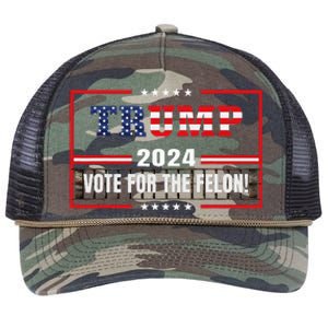 Funny Donald Trump Supporter 2024 Vote For The Felon Retro Rope Trucker Hat Cap