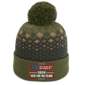 Funny Donald Trump Supporter 2024 Vote For The Felon The Baniff Cuffed Pom Beanie