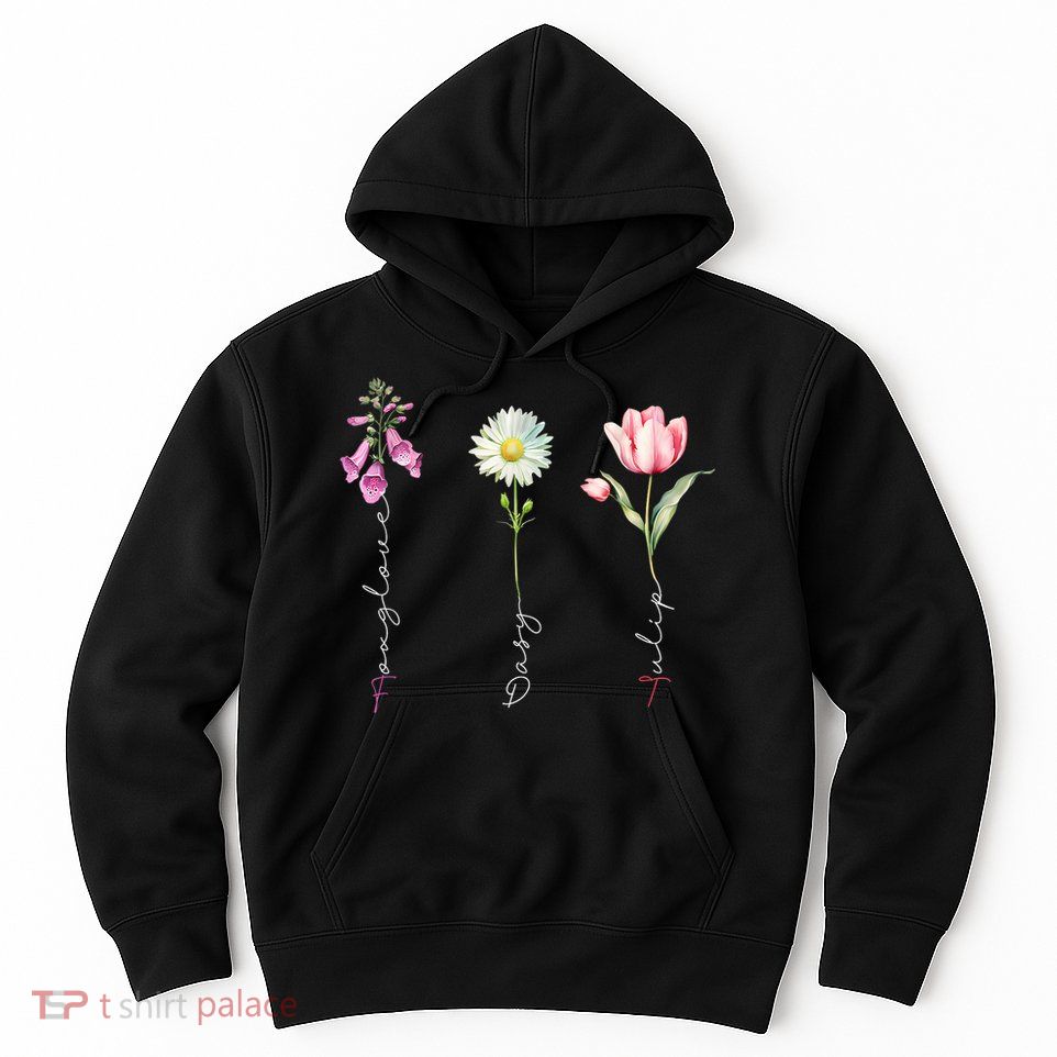 Foxglove Daisy Tulip Floral Hoodie