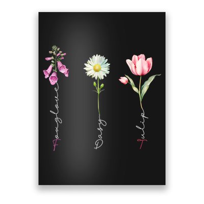 Foxglove Daisy Tulip Floral Poster