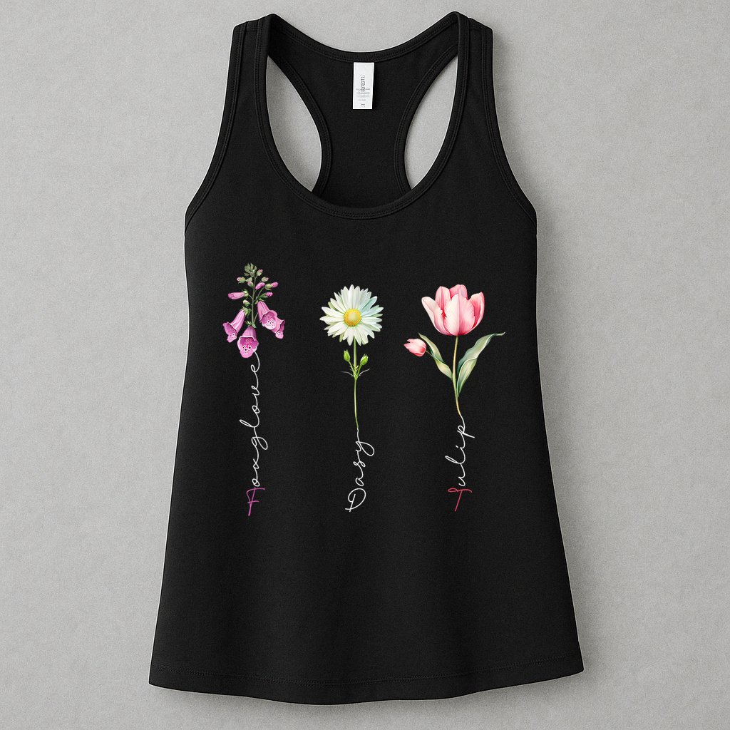 Foxglove Daisy Tulip Floral Womens Tank Top