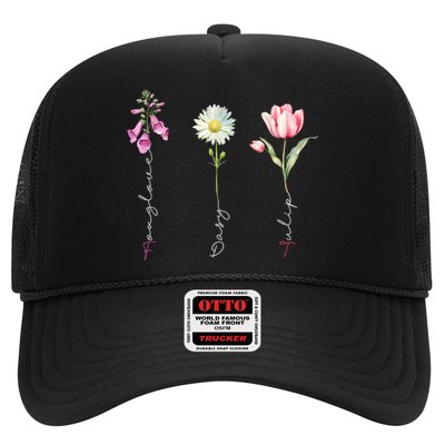 Foxglove Daisy Tulip Floral Trucker Hat