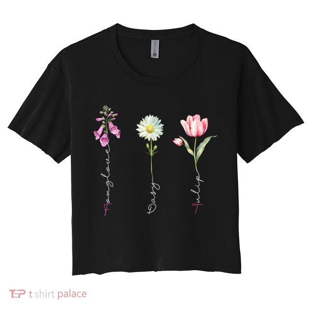 Foxglove Daisy Tulip Floral Crop Top
