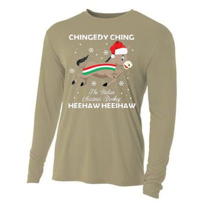 Funny Dominick The Christmas Donkey Italian Donkey Cooling Performance Long Sleeve Crew