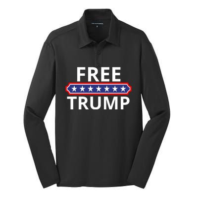 Free Donald Trump Republican Support  Silk Touch Performance Long Sleeve Polo