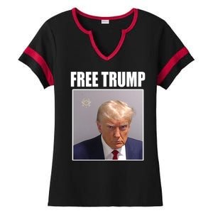 Free Donald Trump Mugshot Election Ladies Halftime Notch Neck Tee