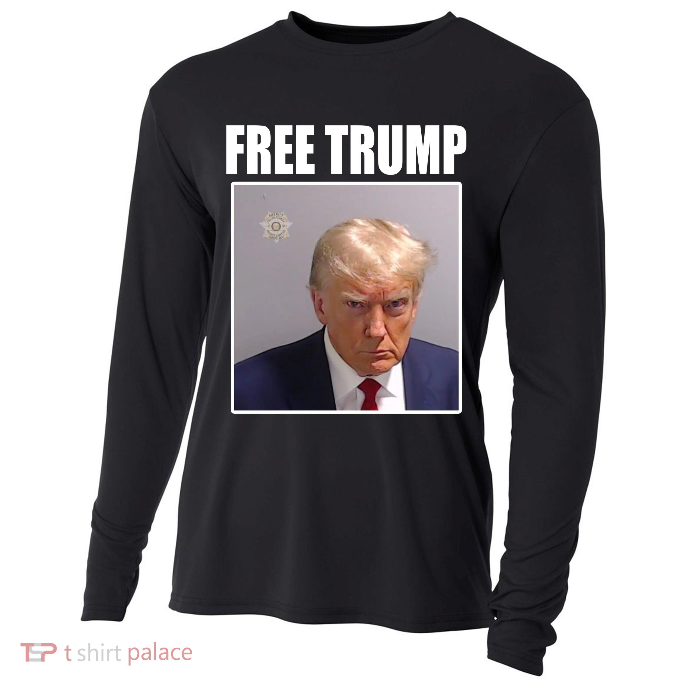 Free Donald Trump Mugshot Election Cooling Performance Long Sleeve Crew