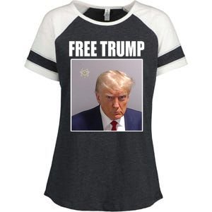 Free Donald Trump Mugshot Election Enza Ladies Jersey Colorblock Tee