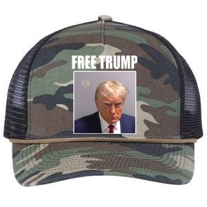 Free Donald Trump Mugshot Election Retro Rope Trucker Hat Cap