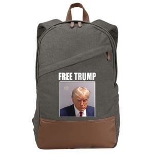 Free Donald Trump Mugshot Election Cotton Canvas Backpack