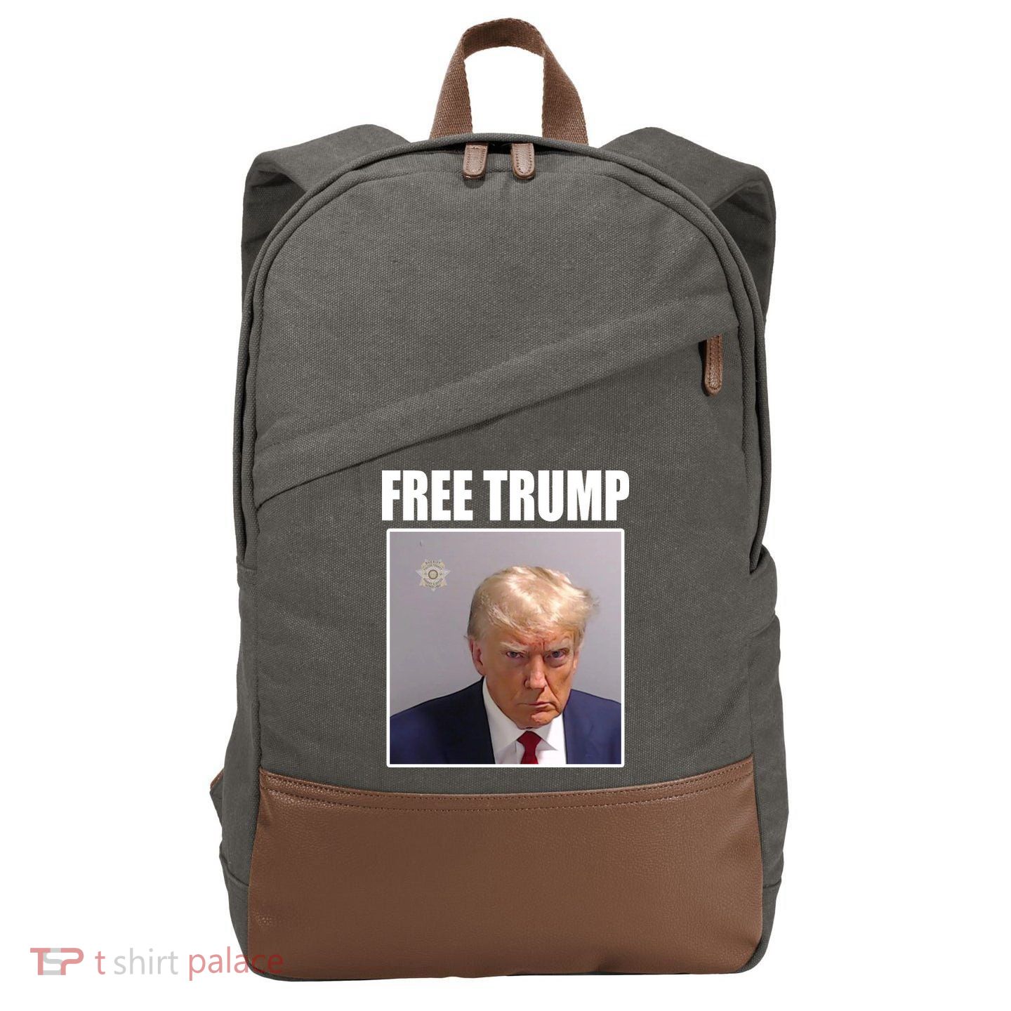 Free Donald Trump Mugshot Election Cotton Canvas Backpack