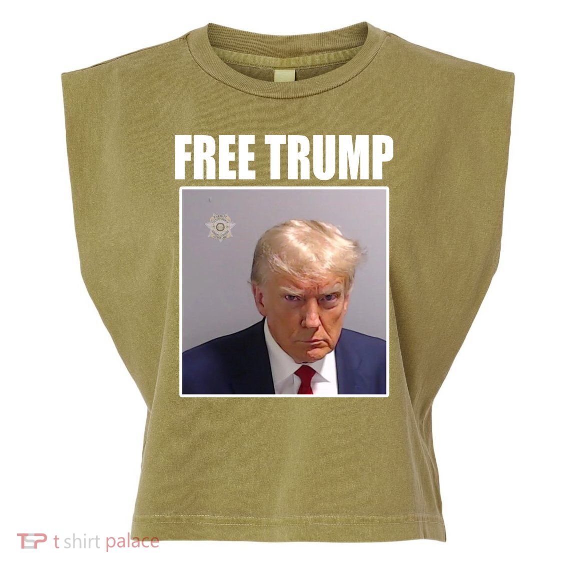 Free Donald Trump Mugshot Election Garment-Dyed Women's Muscle Tee