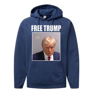 Free Donald Trump Mugshot Election Performance Fleece Hoodie