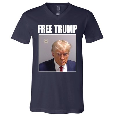 Free Donald Trump Mugshot Election V-Neck T-Shirt