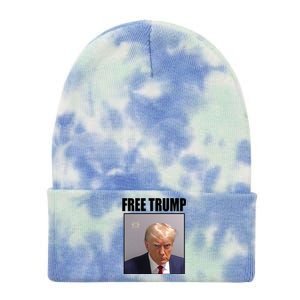 Free Donald Trump Mugshot Election Tie Dye 12in Knit Beanie