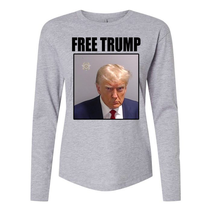 Free Donald Trump Mugshot Election Womens Cotton Relaxed Long Sleeve T-Shirt