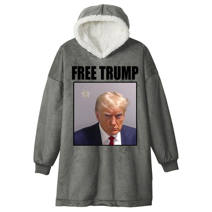 Free Donald Trump Mugshot Election Hooded Wearable Blanket