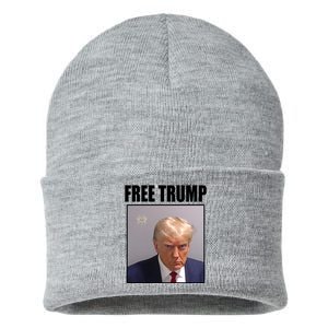 Free Donald Trump Mugshot Election Sustainable Knit Beanie