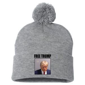 Free Donald Trump Mugshot Election Pom Pom 12in Knit Beanie