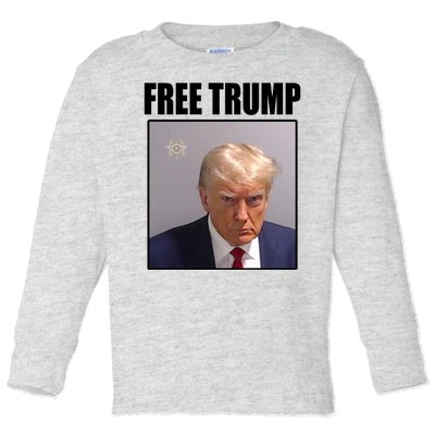 Free Donald Trump Mugshot Election Toddler Long Sleeve Shirt