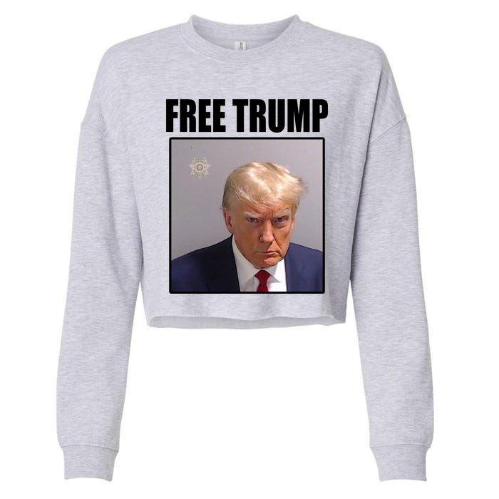 Free Donald Trump Mugshot Election Cropped Pullover Crew