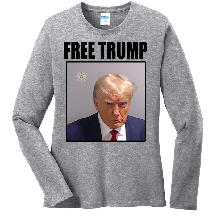 Free Donald Trump Mugshot Election Ladies Long Sleeve Shirt