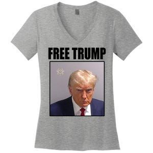 Free Donald Trump Mugshot Election Women's V-Neck T-Shirt