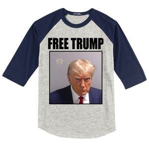 Free Donald Trump Mugshot Election Kids Colorblock Raglan Jersey