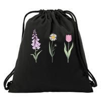 FOXGLOVE DAISY TULIP Floral Nature Apparel for Flower Drawstring Bag